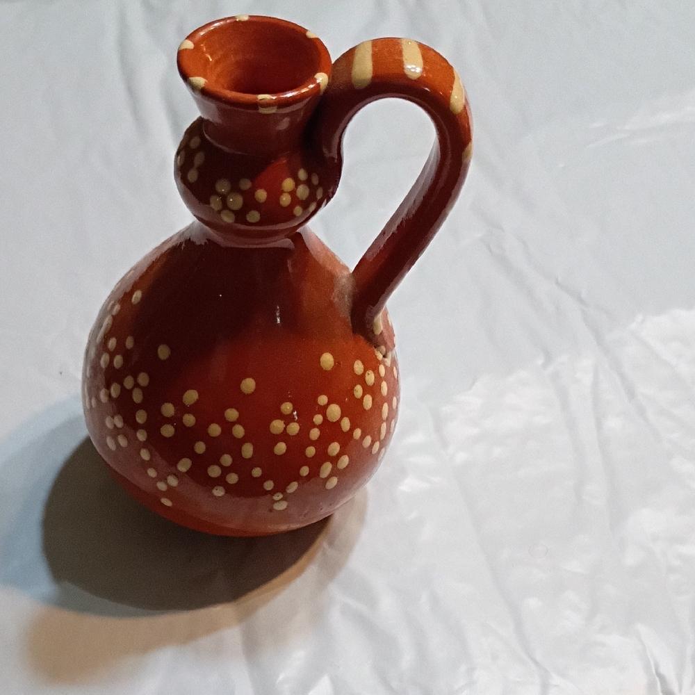Handcrafted Terracotta Vase with White Accents